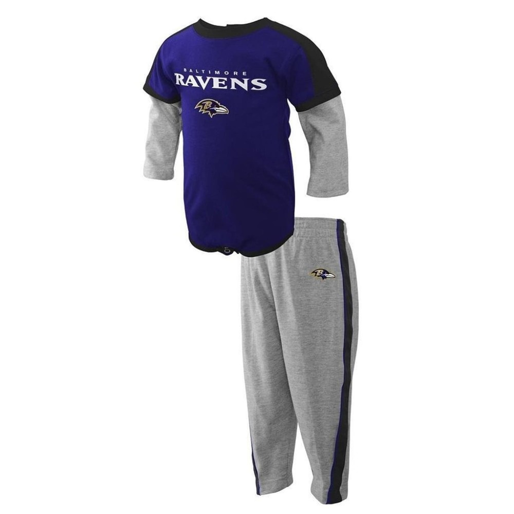 NEW NFL Football Baltimore Ravens Newborn Baby Boy Creeper Pant SET 24 Month